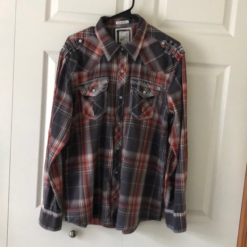 BKE Mens Slim Fit Button Down L/S Shirt X-Large
